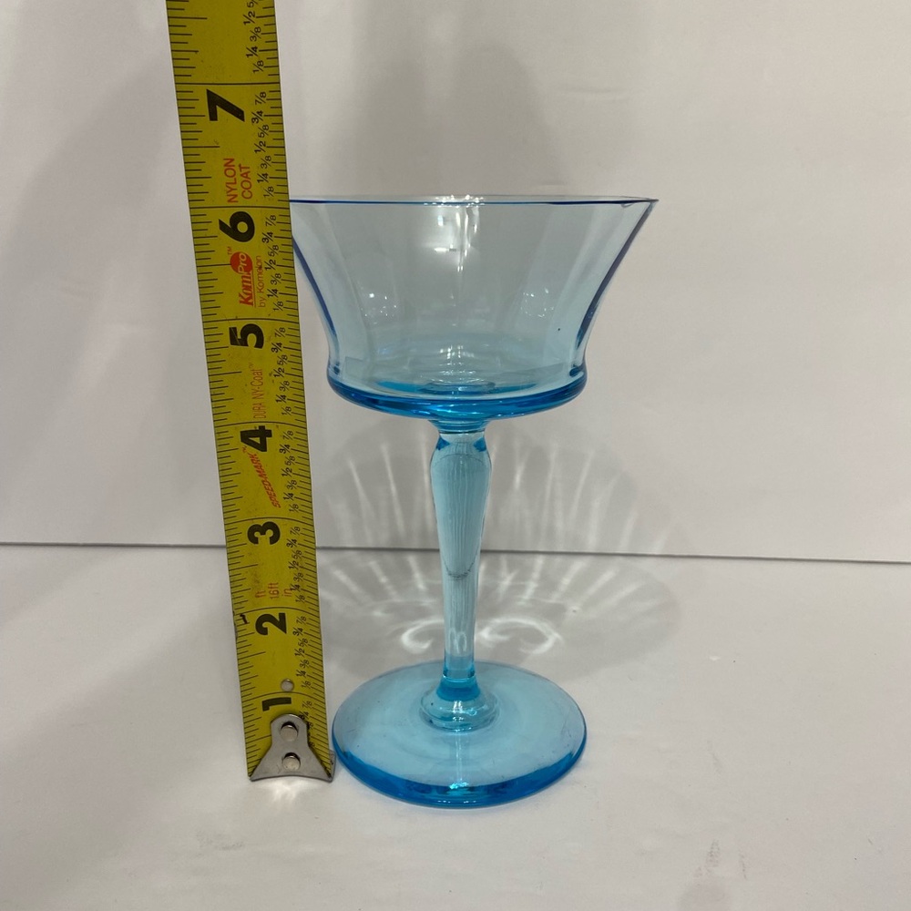Crystal Blue Turquoise Tall Sherbet Glass Feminine Quite Luxury - Picture 11 of 13